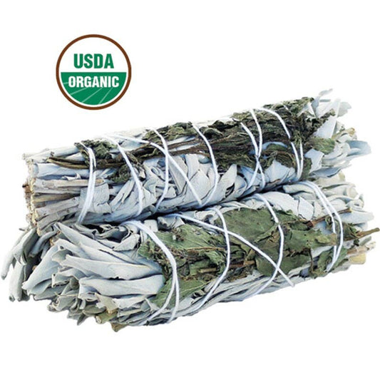 Peppermint White Sage Organic Smudge Sticks 4"