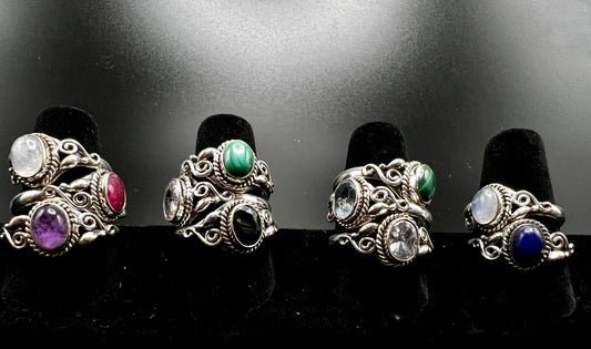 Assorted Sterling Silver Gemstone Rings