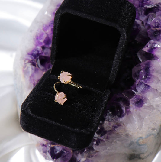 Double the Attention Rose Quartz Ring