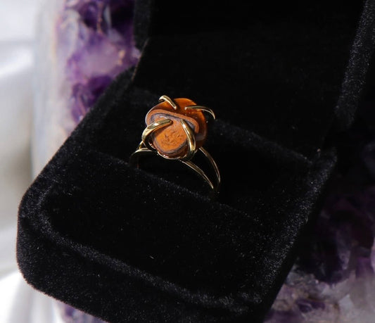 Center of Attention Single Stone Tiger Eye Ring