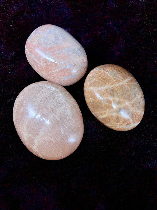 Peach Moonstone Palm Stone