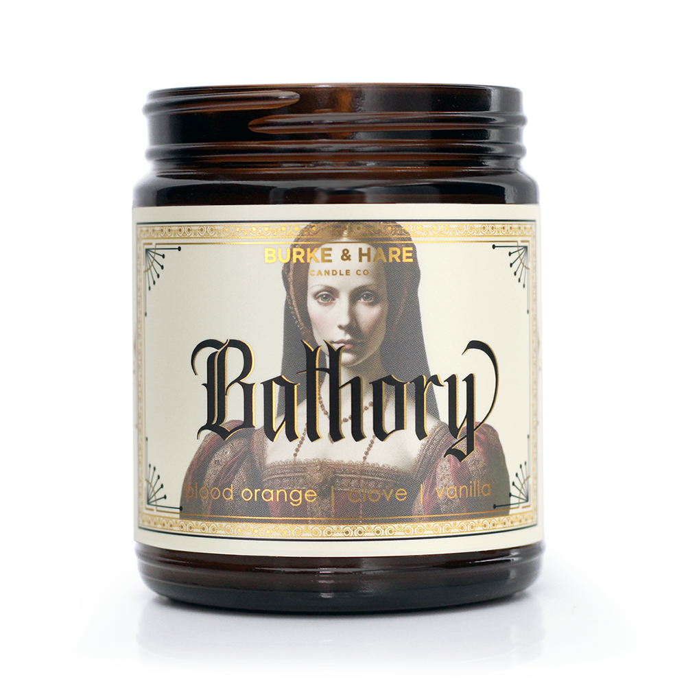 Burke & Hare Co - Gothic Candle - Bathory Vampire - Blood Orange - Halloween - 9 oz in a glass jar with lid