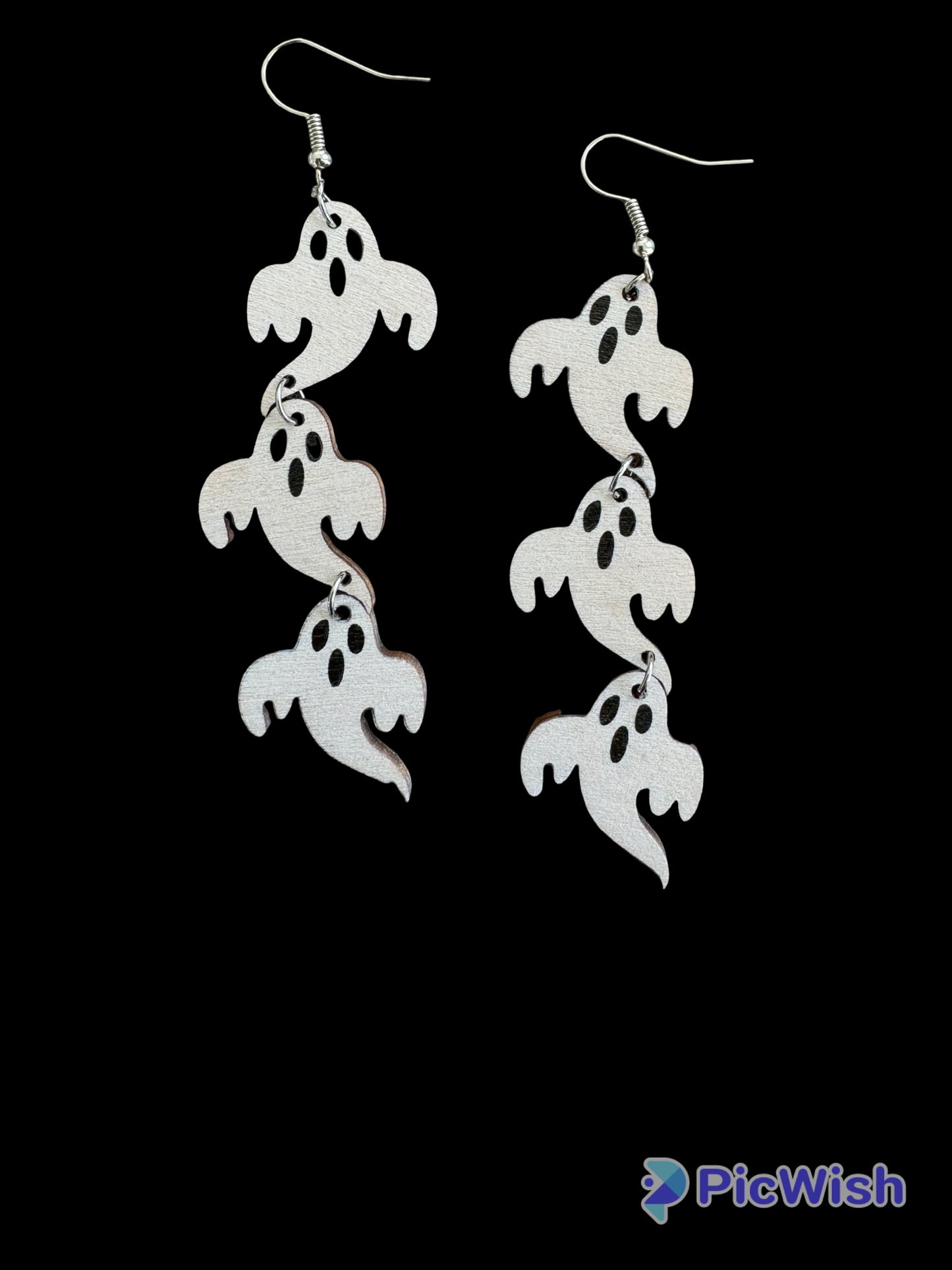 Dangle Wooden Ghost Earrings