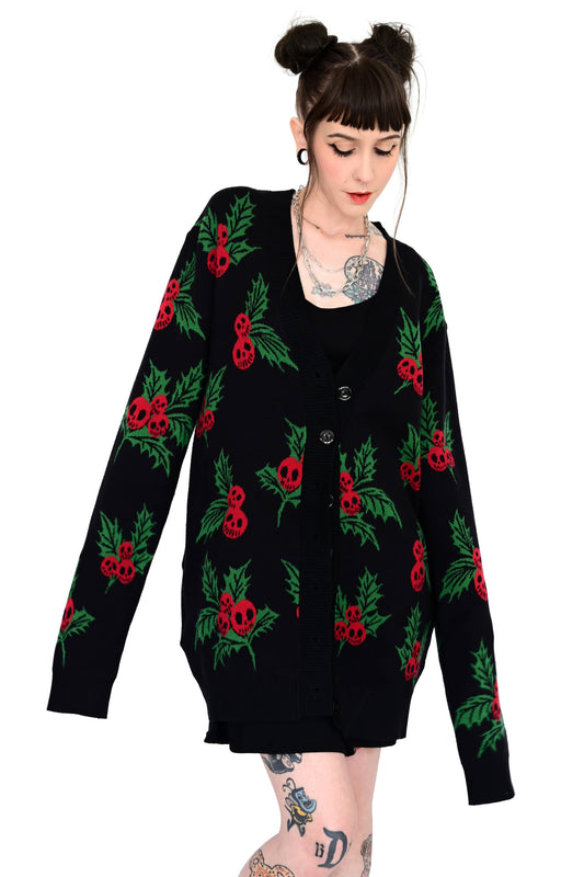 Haunted Holly Cardigan -  Foxblood