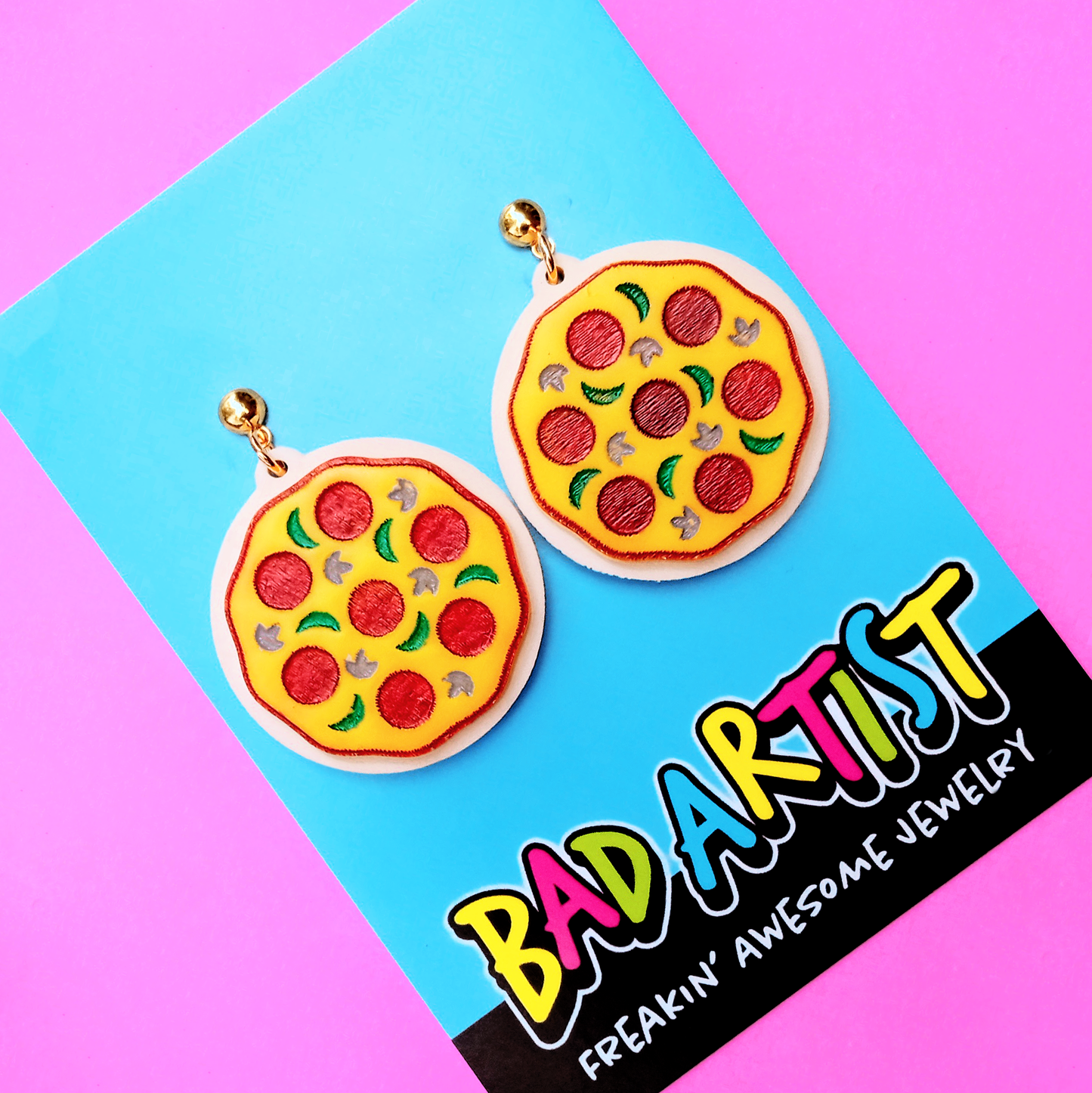 Pizza Pie Acrylic Earrings