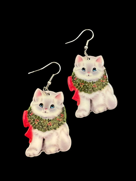 Christmas Cat Earrings