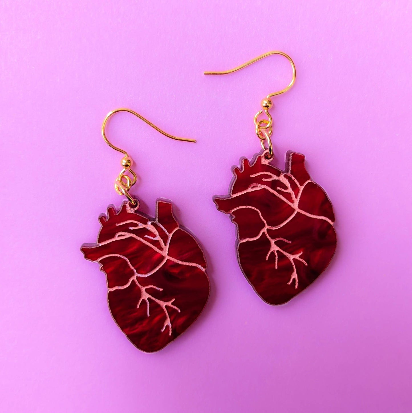 Anatomical Heart Acrylic Statement Earrings