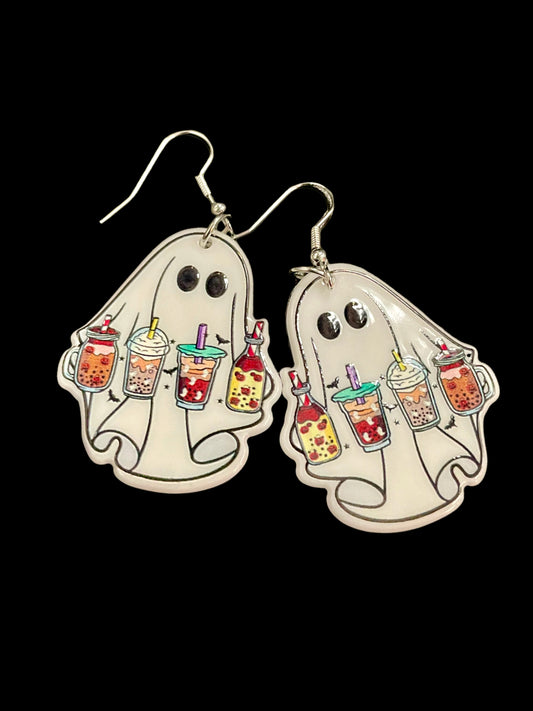 Holiday Drink Ghost Earrings