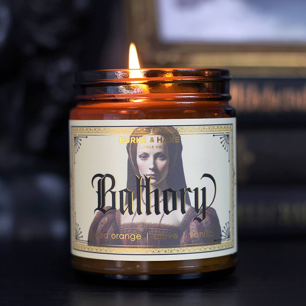 Burke & Hare Co - Gothic Candle - Bathory Vampire - Blood Orange - Halloween - 9 oz in a glass jar with lid