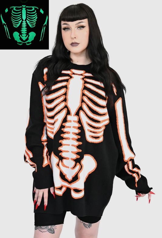 All Bones Skeleton Sweater-Glow in the Dark!