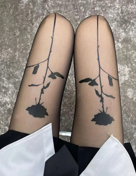 Rose Printed Tights