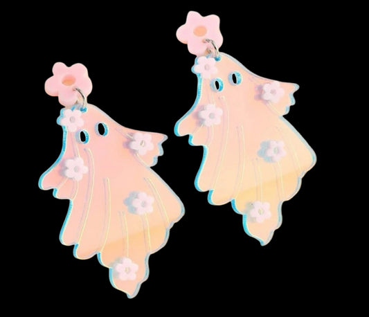 Flower Acrylic Ghost Dangle Earrings