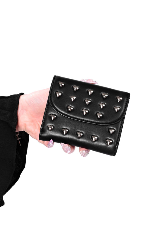 Heart Studded Wallet - Foxblood