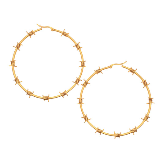 Sourpuss - SOURPUSS BARBED WIRE HOOP EARRINGS GOLD