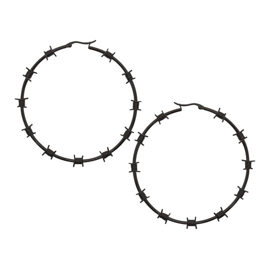 Sourpuss - SOURPUSS BARBED WIRE HOOP EARRINGS BLACK