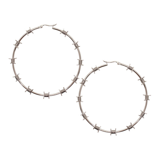 Sourpuss - SOURPUSS BARBED WIRE HOOP EARRINGS SILVER